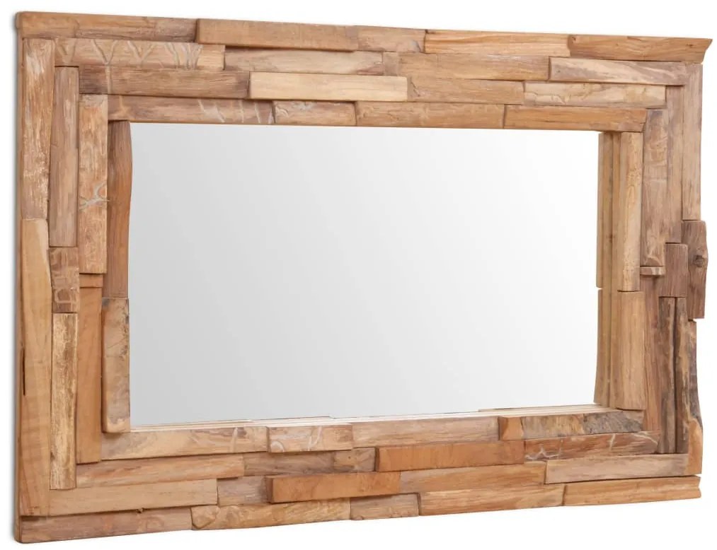 Espelho decorativo em teca 90x60 cm retangular