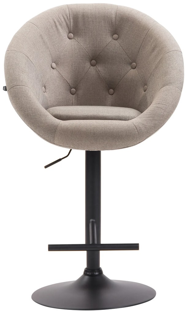 Banco de bar London em tecido e com estrutura preta 65 x 107-128 x 57 cm Castanho acinzentado