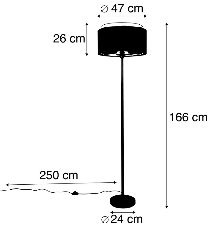 Candeeiro de pé moderno preto abajur preto ouro - SIMPLO Moderno