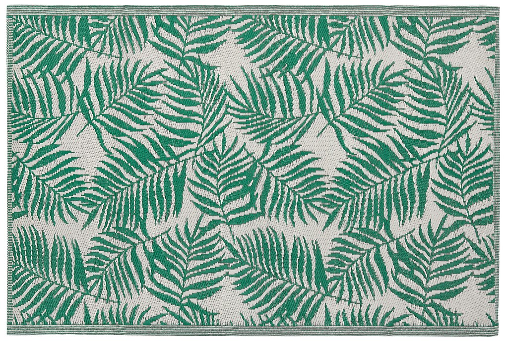Tapete de exterior com padrão de folhas de palmeira verde menta 120 x 180 cm KOTA Beliani