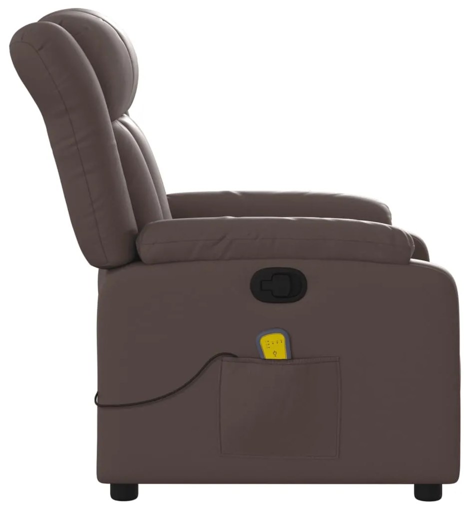 Poltrona de massagens reclinável couro artificial castanho