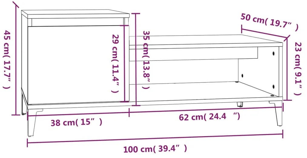 Mesa de centro 100x50x45 cm derivados de madeira branco