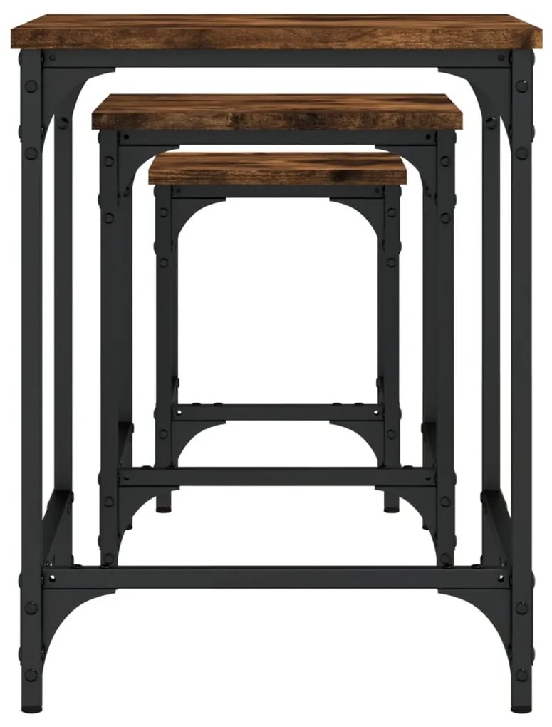 Mesas de centro encastrar 3 pcs deriv. madeira carvalho fumado