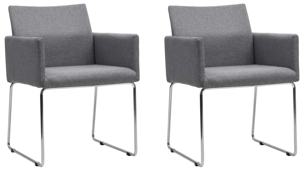 vidaXL Cadeiras de jantar 2 pcs tecido cinzento-claro
