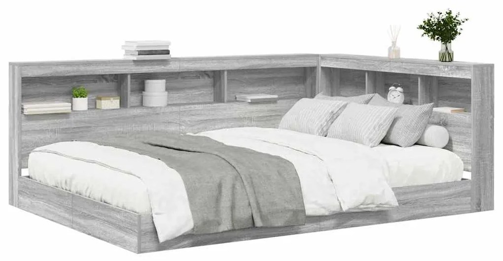 Cama Estante Cinza Sonoma 140 x 200 cm em Madeira Compensada