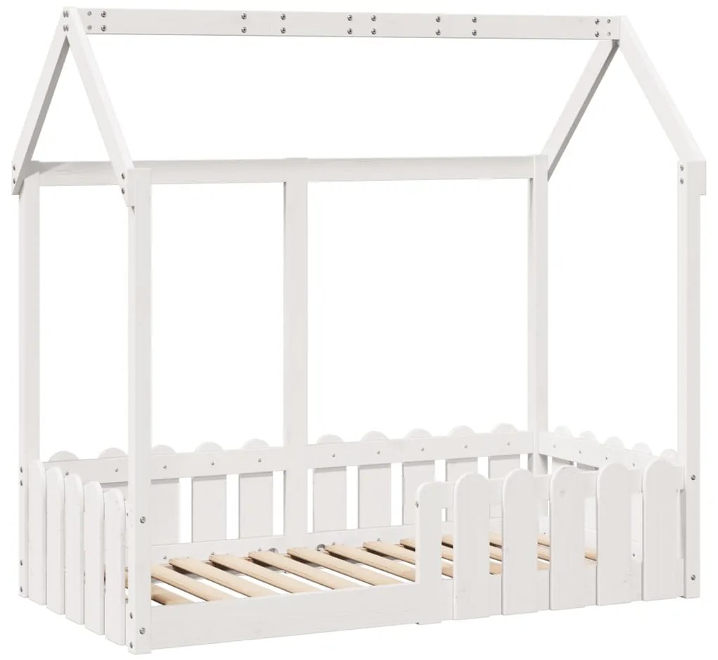 Cama infantil formato casa 70x140 cm pinho maciço branco
