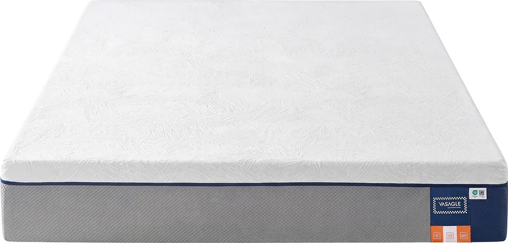 Colchão 160 x 200 x 25 cm, espuma viscoelástica com gel, 7 zonas, firmeza média, capa removível, respirável, azul