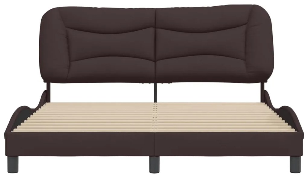 Estrutura de cama sem colchão 160x200 cm tecido castanho-escuro