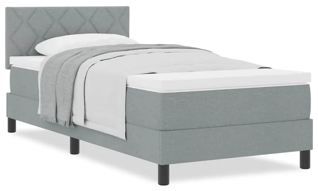 Cama Box Spring com Colchão Cinza Claro 100x200 cm Tecido