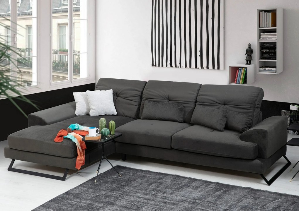 Sofá de Canto Frido – Antracite – 304 cm x 190 cm