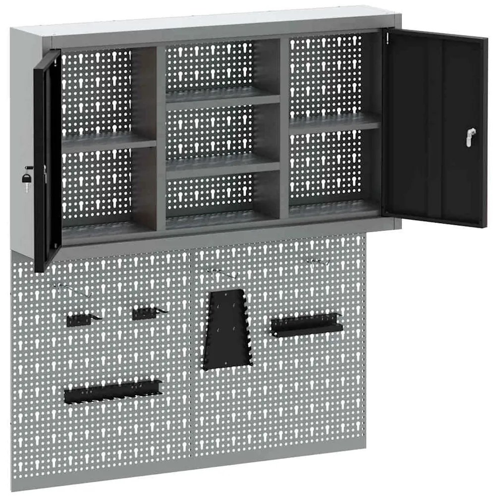 Conjunto de Armário de Ferramentas e Painel de Ferramentas VidaXL 3 Pe