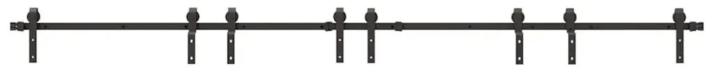 Kit de ferragens para porta deslizante 366 cm aço preto