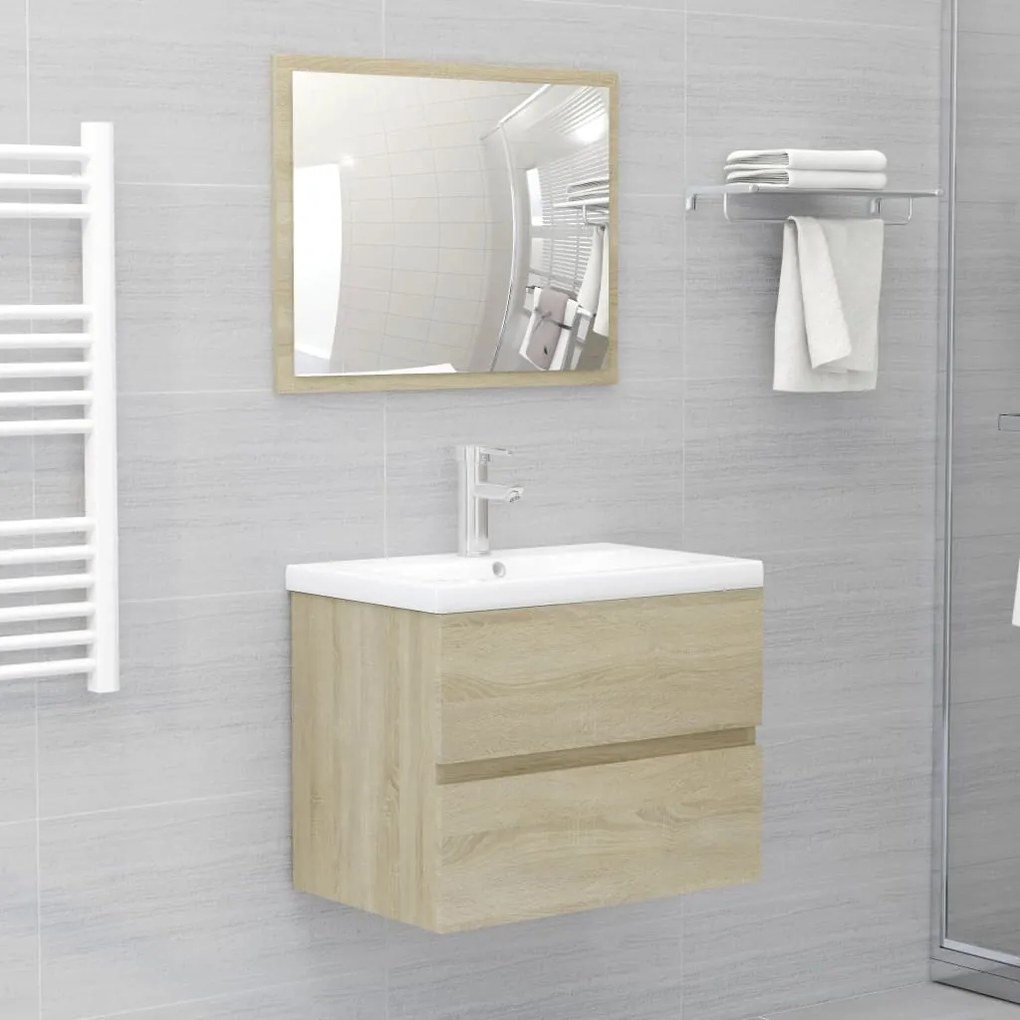 804875 vidaXL 2 pcs conj. móveis casa de banho contrapl. cor carvalho sonoma