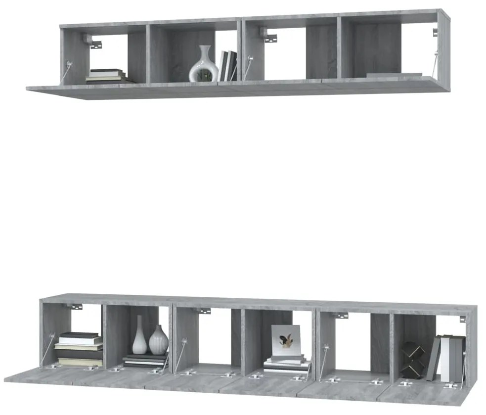 Conjunto móveis de TV 5 pcs madeira processada sonoma cinza