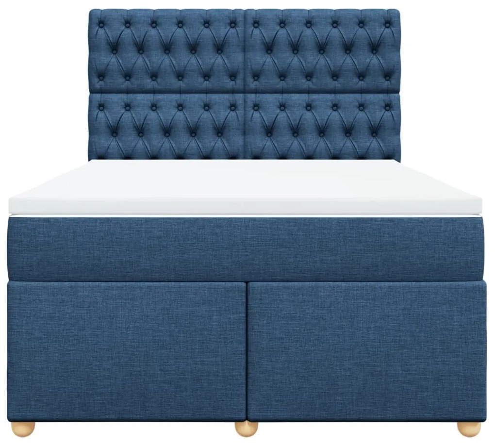 Cama com molas/colchão 140x200 cm tecido azul