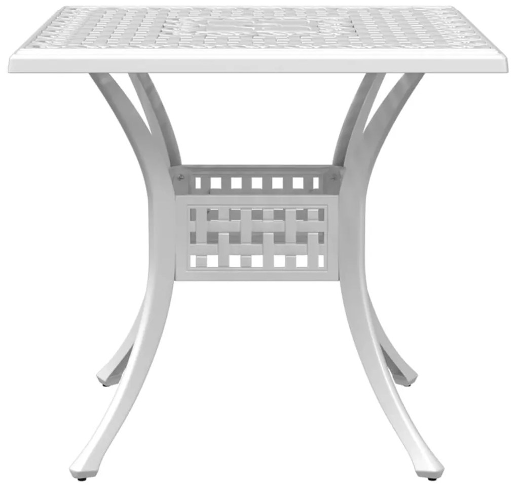 Mesa de jardim 80x80x75 cm alumínio fundido branco