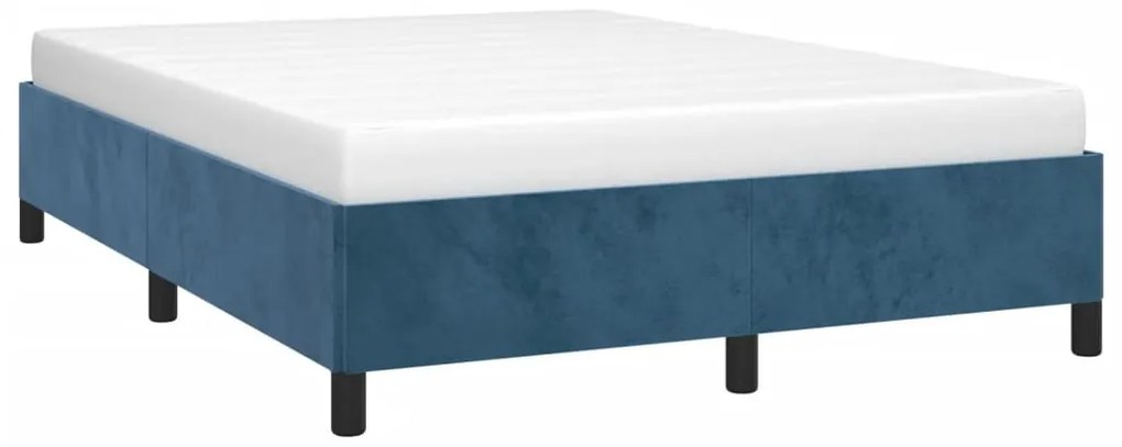 Estrutura de cama sem colchão 140x190 cm veludo azul-escuro