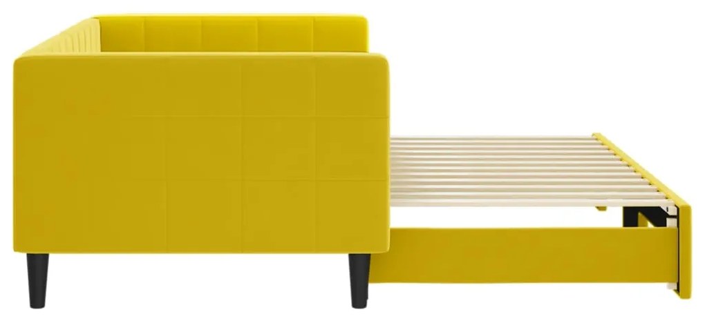 Sofá-cama com gavetão 90x200 cm veludo amarelo