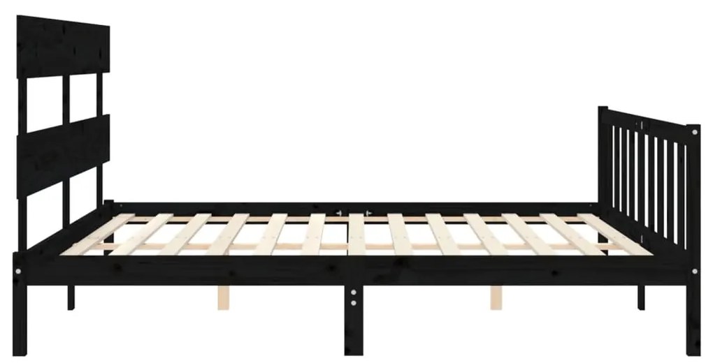 Estrutura de cama com cabeceira 200x200 cm madeira maciça preto