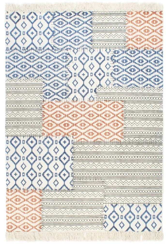 vidaXL Tapete Kilim tecido à mão 120x180 cm algodão padrão multicor