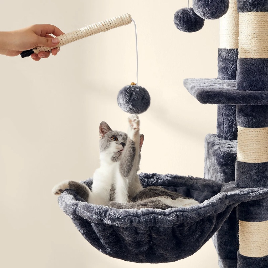 Arranhador para gatos XXL com caverna 50,1 x 50,1 x 164,1 cm cinza esfumaçado