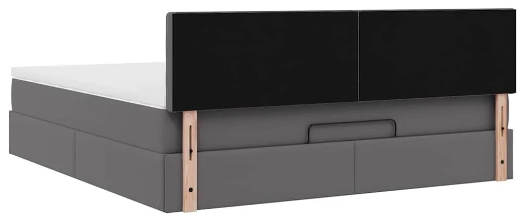 Cama otomana com colchões &amp; LEDs 160x200 cm couro artificial