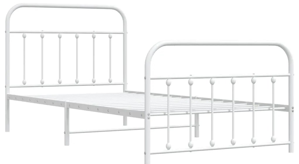 Estrutura de cama com cabeceira e pés 107x203 cm metal branco