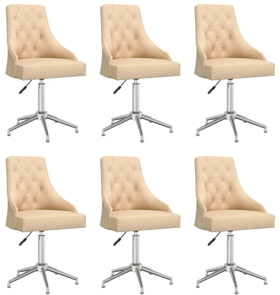 vidaXL Cadeiras de jantar giratórias 6 pcs tecido cor creme