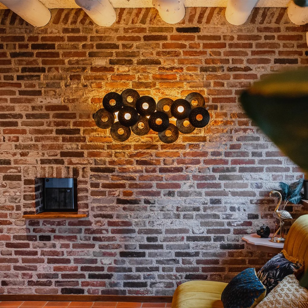 Candeeiro de parede Art Déco oriental dourado antigo 3 luzes - Balla