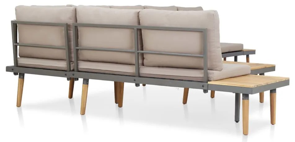 7 lugares conjunto lounge jardim + almofadões acácia castanho