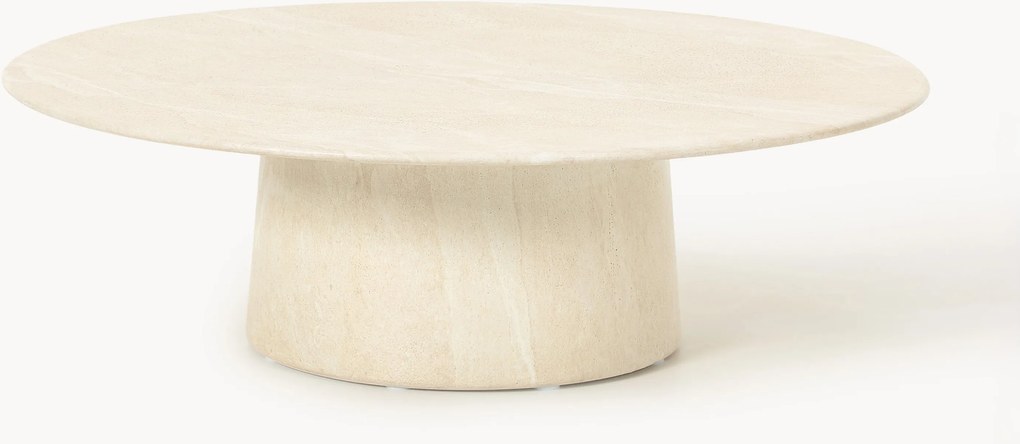 Mesa de centro redonda XL com aspeto de travertino Jael
