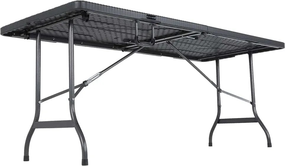 Mesa de jardim dobrável com aspecto de rattan 180 x 75 x 73 cm Preto