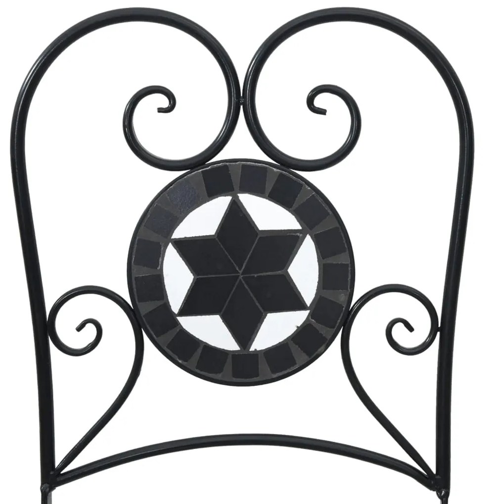 Cadeiras de bistrô dobráveis 2 pcs cerâmica preto e branco