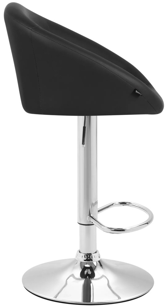 Banco de bar Miami em couro sintético e com estrutura cromada 55 x 86-106 x 51 cm Preto