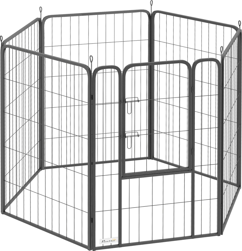 PawHut Cercado para cães com 6 painéis, resistente, com porta segura, para uso interno e externo, para jardim, camping, 100 cm de altura | Aosom Portugal