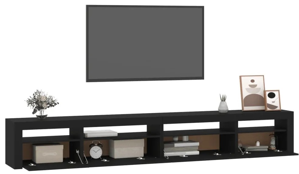 Móvel de TV com luzes LED 270x35x40 cm preto