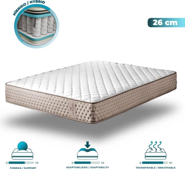 Colchão Flow 6790 Hybrid 150x190 com 7 zonas de firmeza diferentes com estrutura de molas box firme e leve