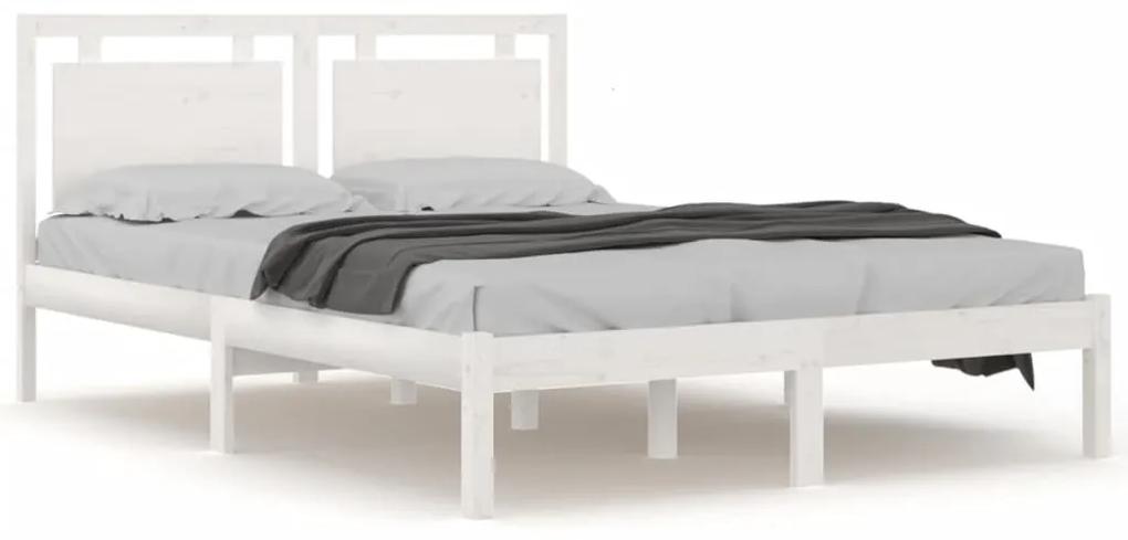 Estrutura de cama king 150x200 cm madeira maciça branco