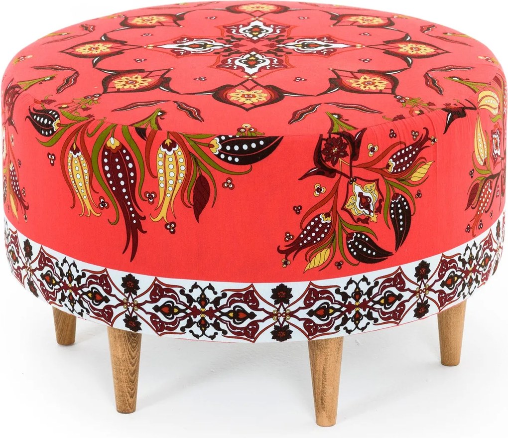 Tuffet Como – Vermelho, Verde, Amarelo, Branco, Castanho – 65x40x65 cm