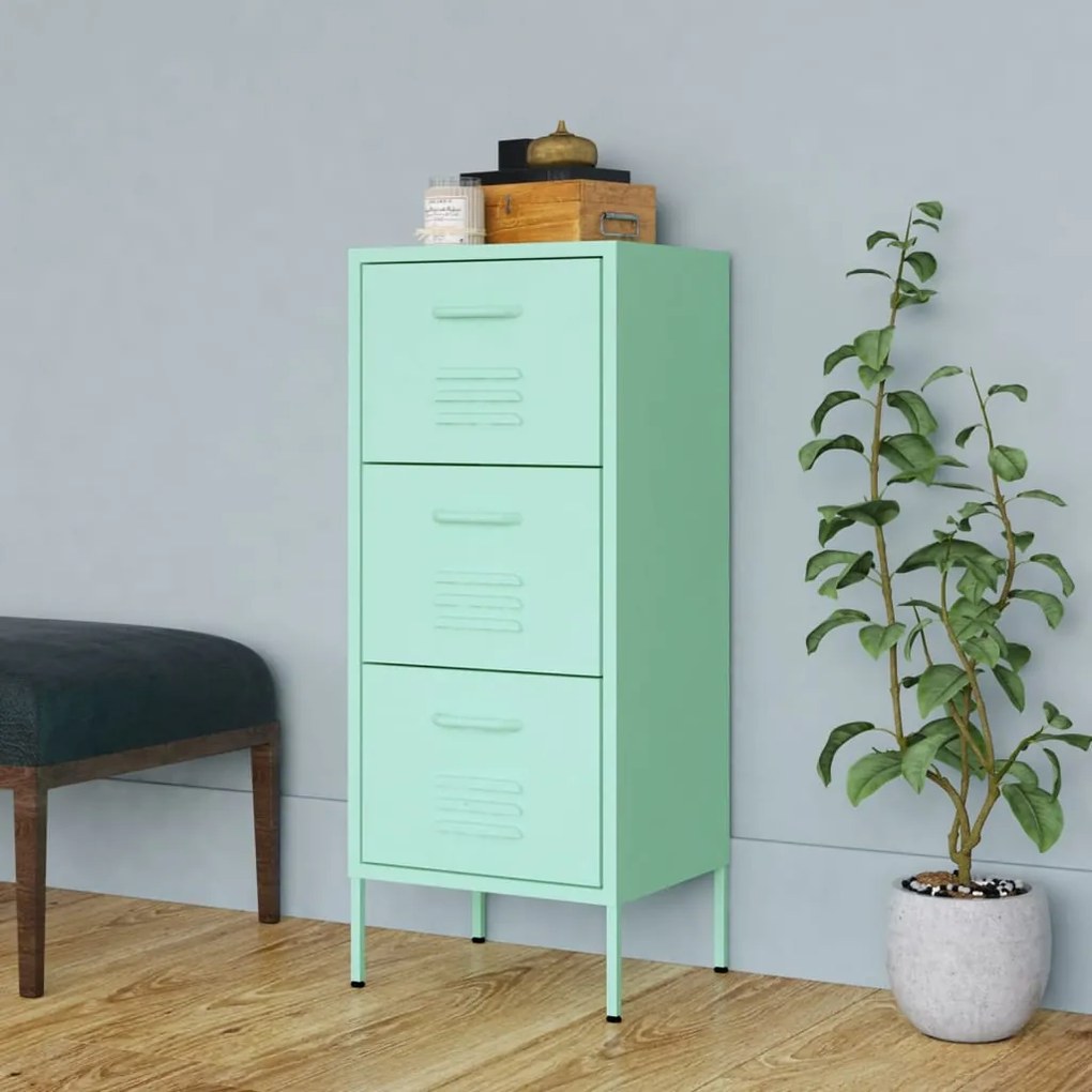 vidaXL Armário de arrumação aço 42,5x35x101,5 cm verde-hortelã