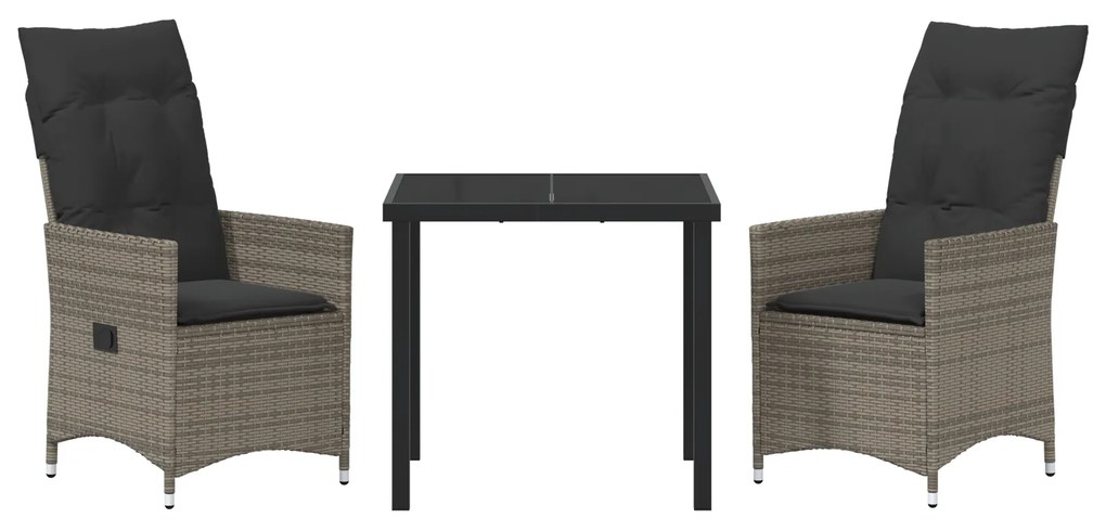 Conjunto de Jantar de Jardim com Almofadas Cinza Rattan Poliéster