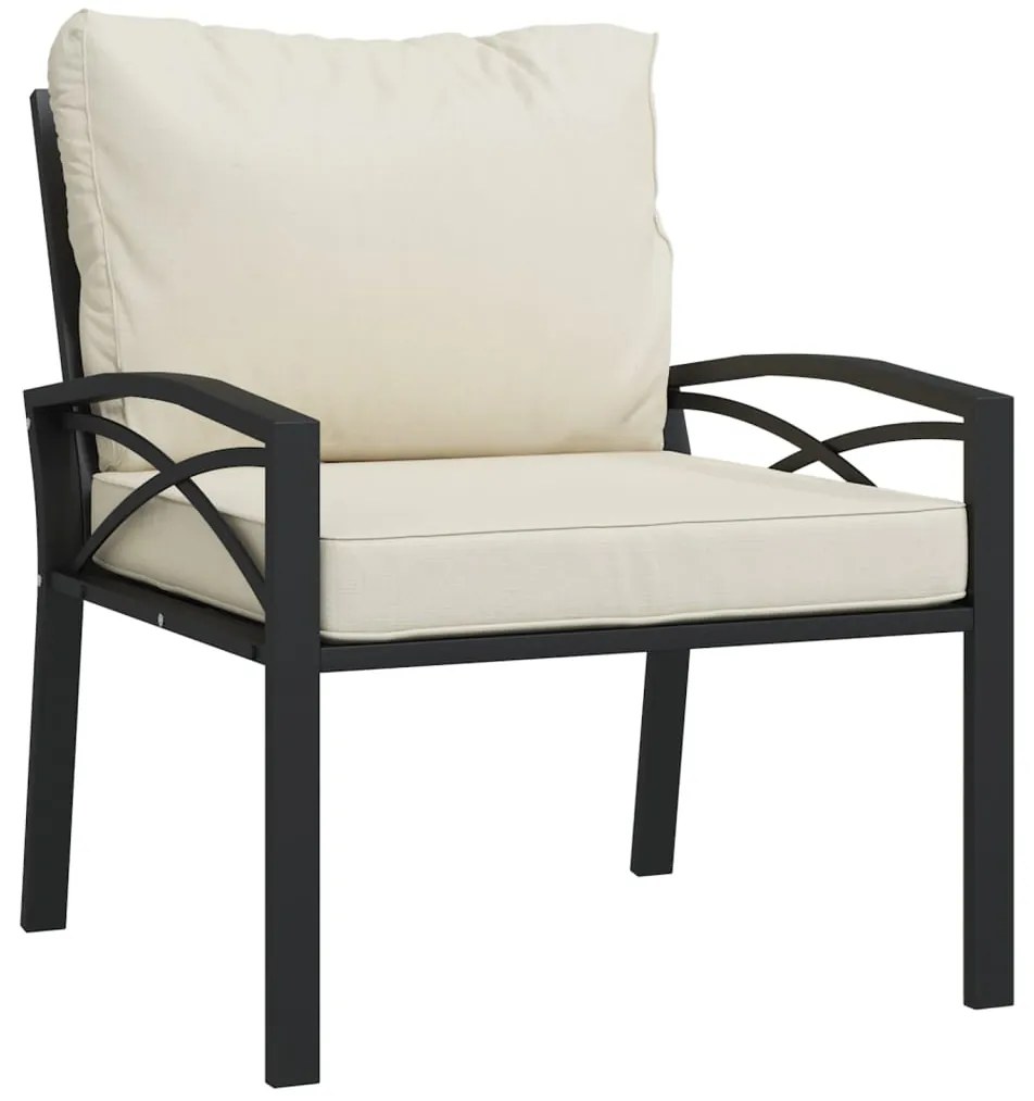 7 pcs conjunto lounge de jardim aço c/ almofadões areia