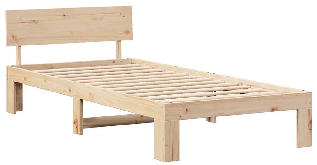 Estrutura de Cama com Cabeceira 80x200 cm Madeira de Pinho