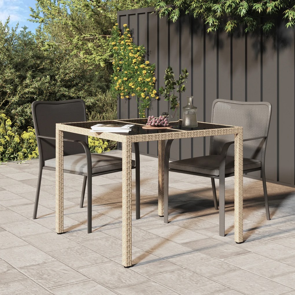 vidaXL Mesa de Jantar de Jardim Bege 90x90x75 cm Rattan Poli