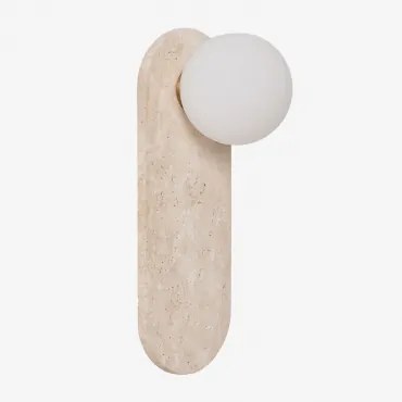 Aplique De Parede Em Travertino Com Bola De Cristal Davise Travertino - Sklum