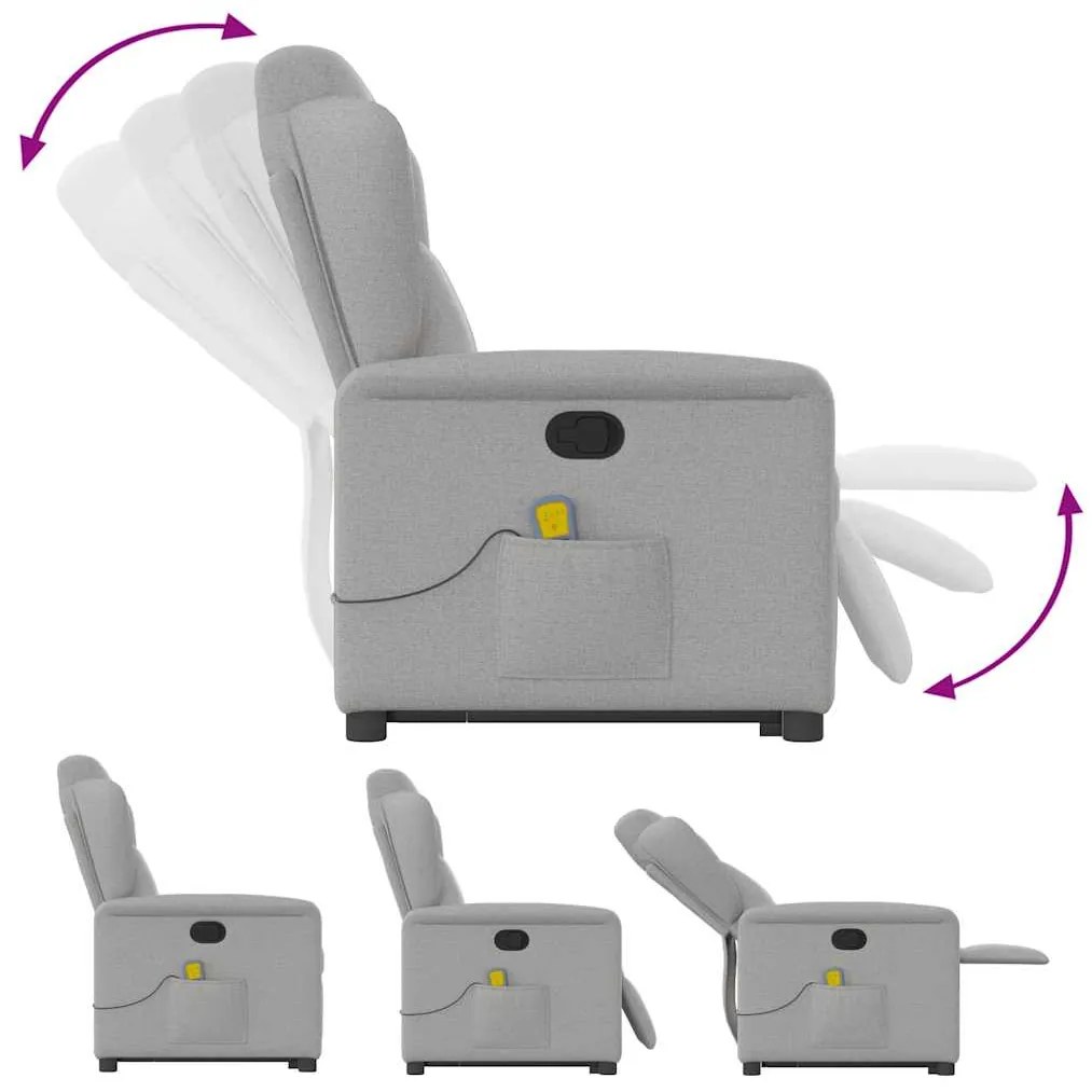Poltrona elevatória de massagens tecido cinzento-nublado