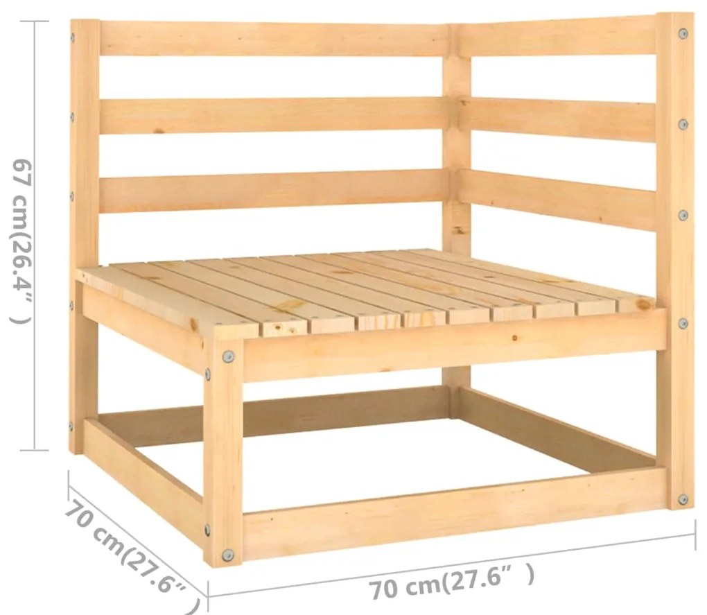 10 pcs conjunto lounge de jardim c/ almofadões pinho maciço