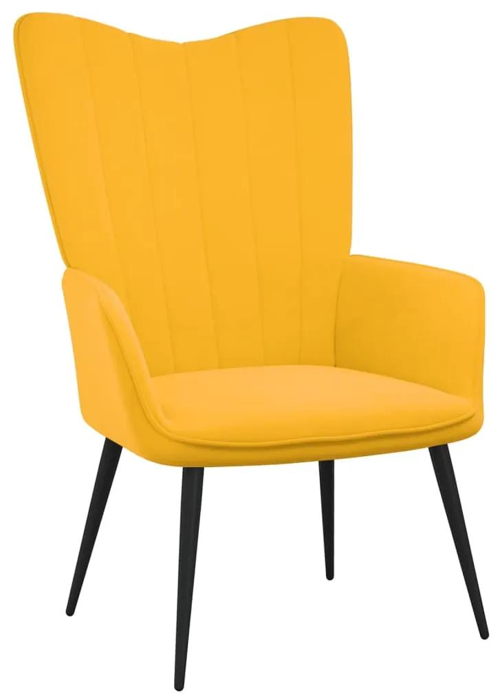 327684 vidaXL Cadeira de descanso veludo amarelo mostarda