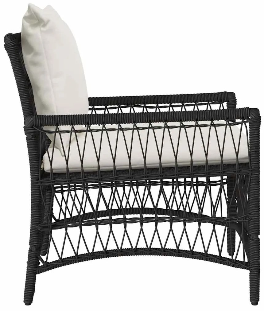 Cadeira de Jardim com Almofadas Preta 60x70x78 cm Vime