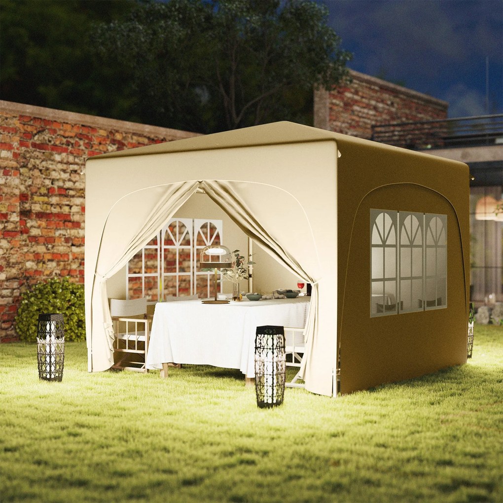Tenda Dobrável Tenda 3x3 m com Painéis Laterais UPF50+ Tenda de Jardim